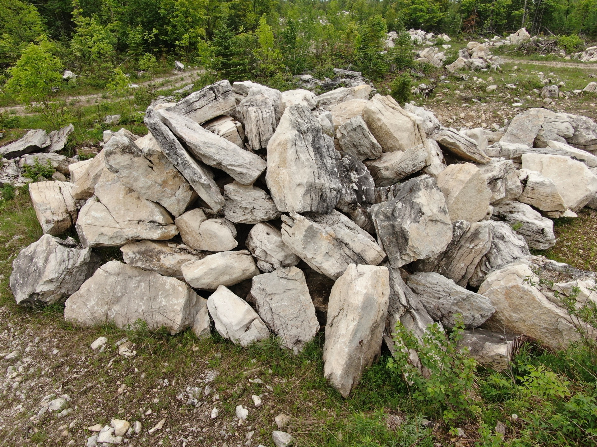 Large boulders at Michigan stone quarry