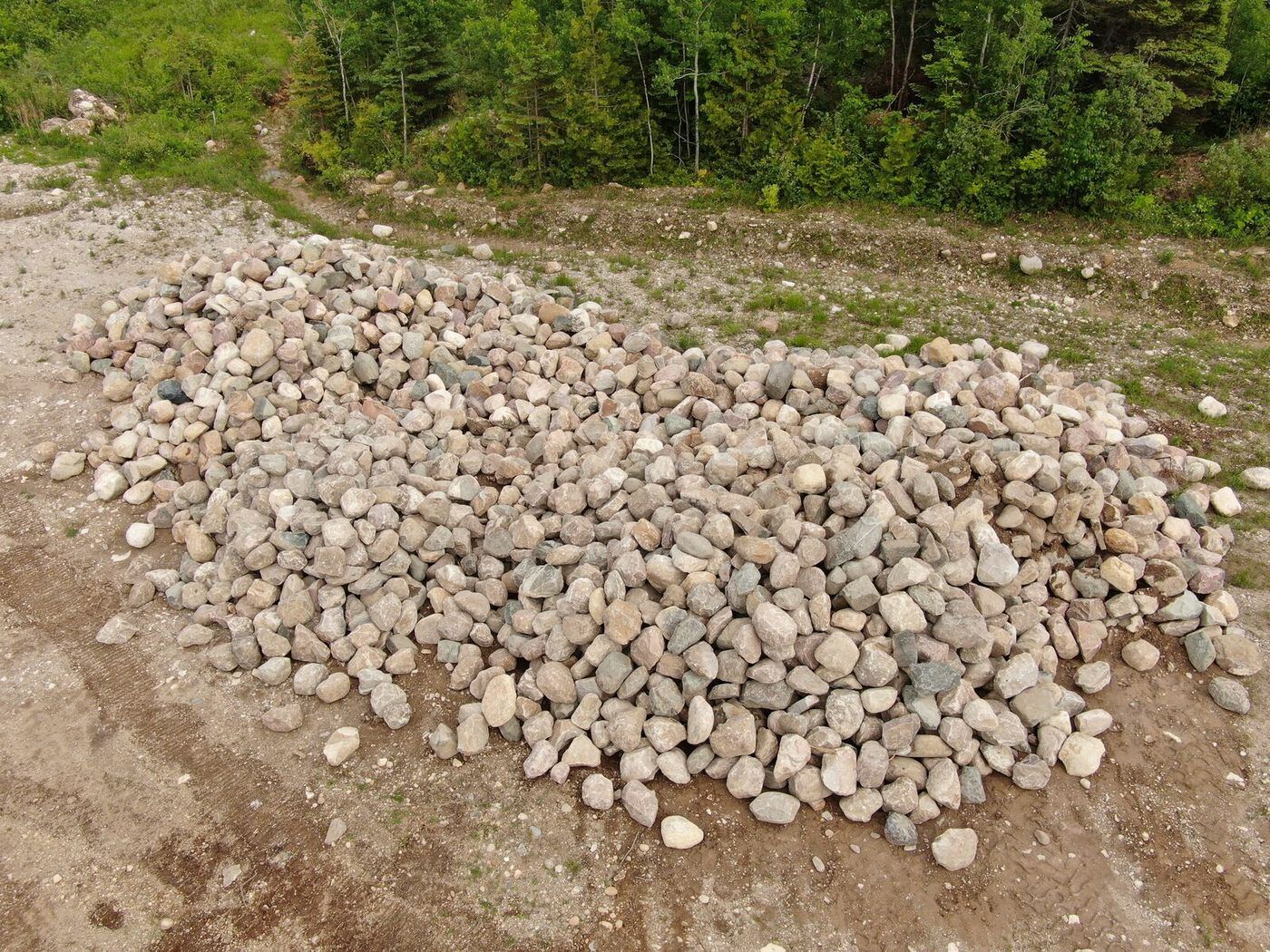 Sorted pile of rounded landscape stones