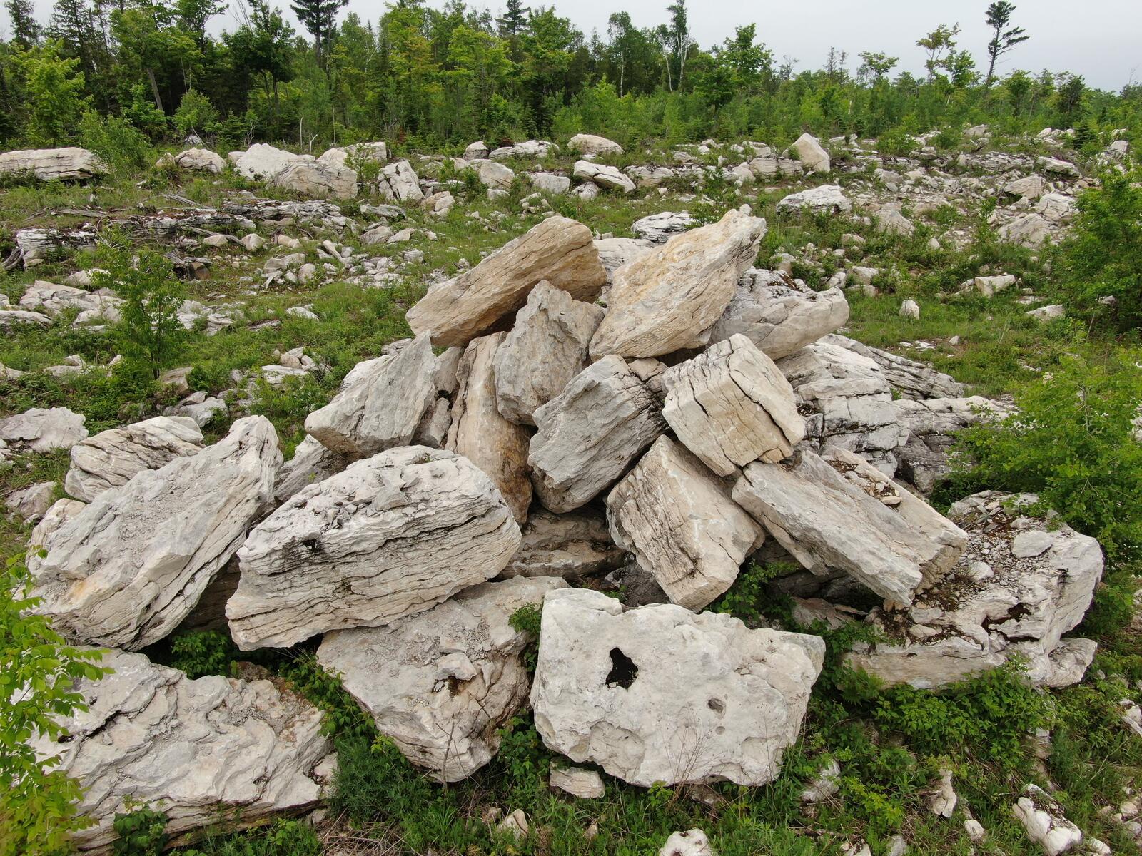 Close view of large character limestone blocks