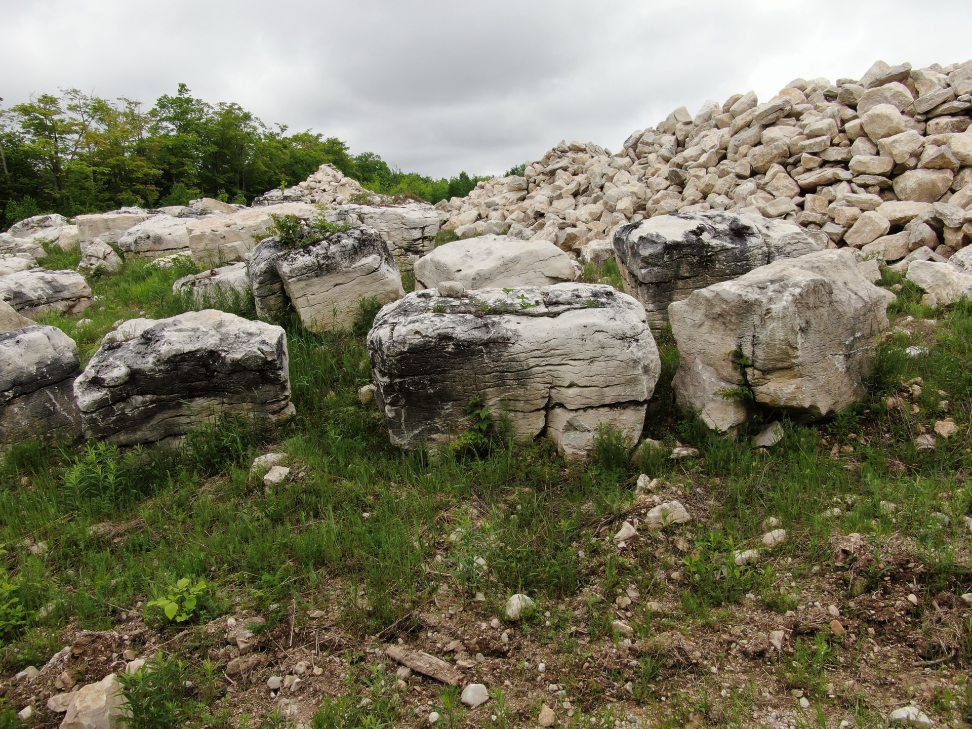 Quarry stockpile of landscape stone and boulders